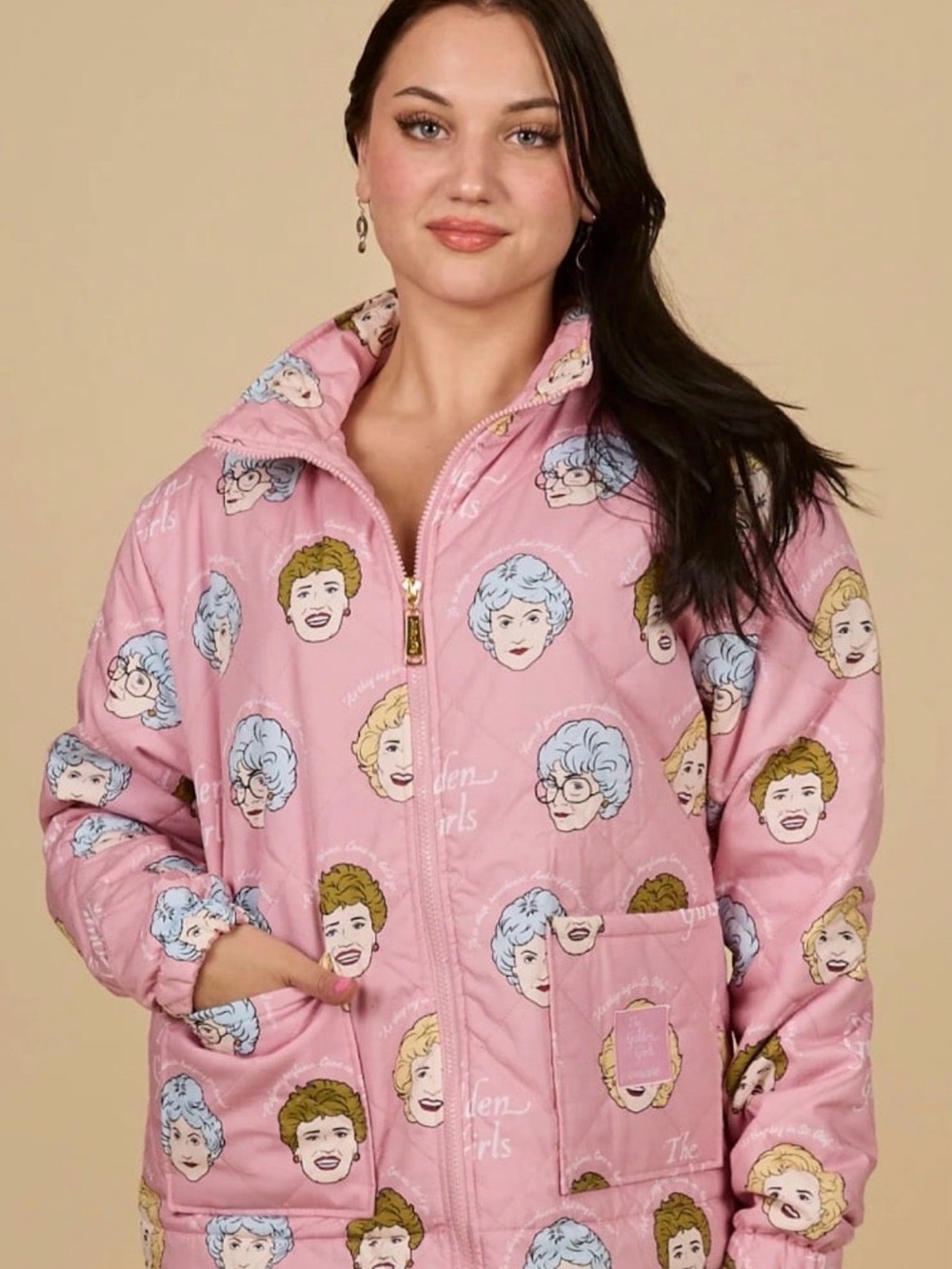 New Golden Girls Pink Quilted Jacket